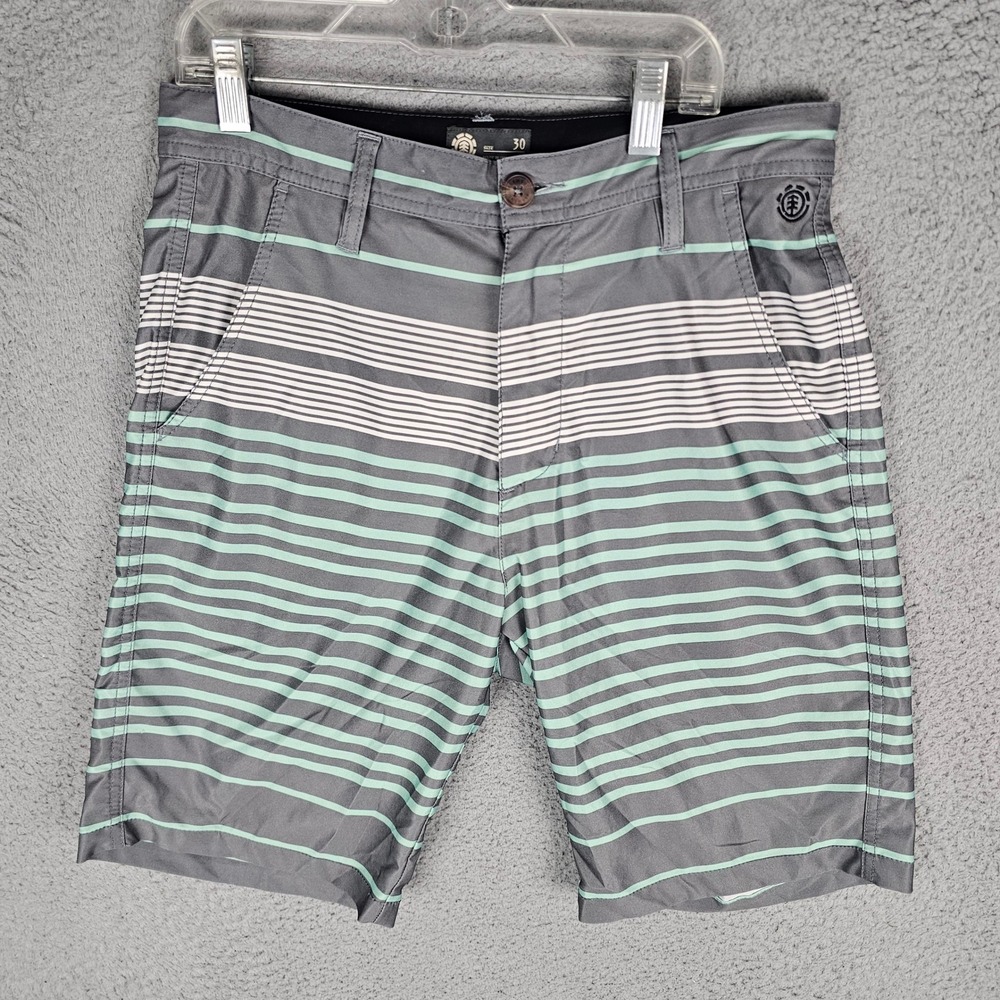 Element Hybrid Shorts Mens 30 Grey Striped Boardshorts Walkshorts Skater